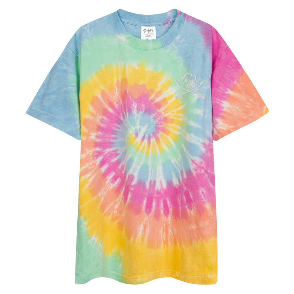 OG Gas Mask Rainbow Sherbert Embroidered Oversized tie-dye t-shirt